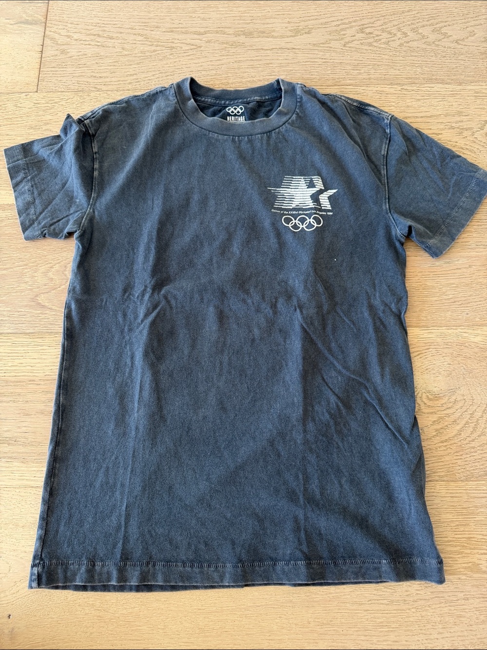 Heritage Black Short Sleeve Tee with White Olympic Emblem